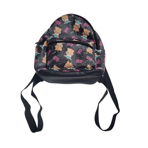 Rare Bioworld Star Wars Black Backpack Multi-Color Grogu Baby Yoda 11" x 9" - Picture 14 of 15